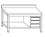 Work tables in stainless steel AISI 304 with backsplash, she