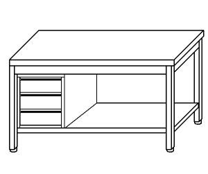 TL5277 mesa de trabajo en acero inoxidable AISI 304, cajón de la izquierda 90x70x plataforma
