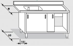 52500.12 Table armoire entrée droite portes coulissantes facile 120x*x85h cm 1 vasque