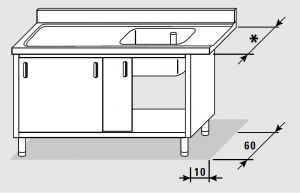 52501.12 Table armoire entrée gauche avec portes coulissantes faciles 120x*x85h cm 1 vasque