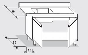52550.09 Table armoire d'entrée droite avec 2 portes battantes faciles 90x*x85h cm 1 vasque