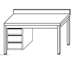 TL5323 mesa de trabajo en acero inoxidable AISI 304, cajón vertical sx 70x70x85