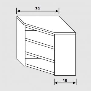 61101.07 Mueble de pared de esquina abierto con 2 estantes 70x70x100h cm