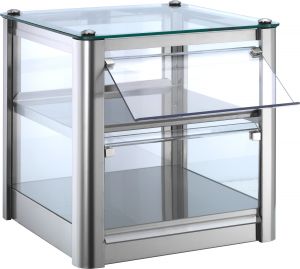 VKB32N Neutral countertop display cabinet 2 TOPS in stainless steel sheet