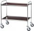 CA 1000W Stainless steel service trolley 2 wood wenge shelves 83x57x97h