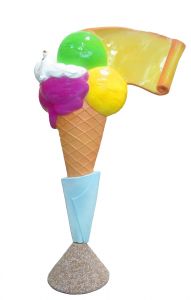 EG011A Gelato con pergamena - cono pubblicitario 3D per gelateria altezza 150 cm