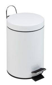 T101051 Cubo de basura con pedal en metal blanco 5 litros (múltiplos de 6 piezas)