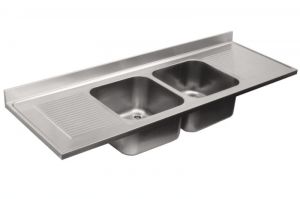 LV7063 Top 304 stainless steel sink dim.2200X700 2V 2 SG