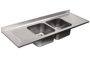LV7065 Top 304 stainless steel sink dim.2400X700 2V 2 SG