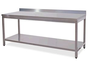TL5337 mesa de trabajo en AISI 304, plataforma de acero inoxidable backsplash 50x70x85