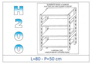 IN-G4698050B Shelf with 4 smooth shelves hook fixing dim cm 80x50x200h 