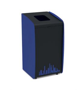 T789215 Waste paper bin with black front and blue profiles 80 L