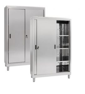 IN-690.12.50.430 Storage Cabinet with 2 Sliding Doors - 430 Stainless Steel - dim 120 x 50 x 195 H