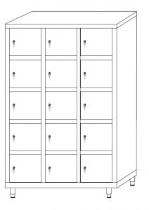 IN-695.12.3.430 Multi-compartment filing cabinet in 430 stainless steel - 12 doors - 3 columns