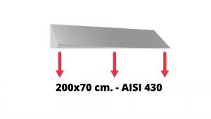 IN-699.70.20.430 Tetto inclinato in acciaio inox AISI 430 dim. 200x70 cm. per armadio IN-690.20.70.430