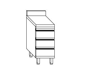 CA3004 drawers with stainless steel splashback and 3 drawers