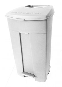 T102034 Mobile plastic pedal bin White 120 liters (Pack of 3 pieces)