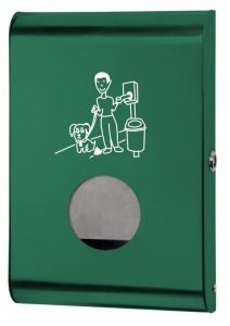 T103071 Dispensador de bolsas para excrementos de perros acero verde