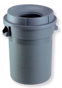 T114110 Grey Plastic Waste bin 80 liters with funnel shaped lid