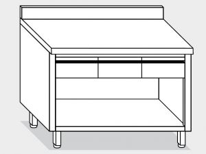 13004.10 Table armoire ouverte g40 cm 100x60x85h dosseret arrière - 2 tiroirs horizontaux
