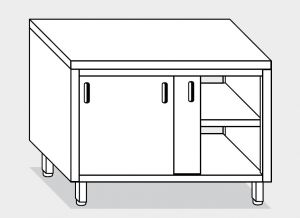 13202.10 Table armoire g40 cm 100x60x85h plateau lisse - portes coulissantes des deux côtés