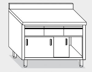 13204.14 Table armoire g40 cm 140x60x85h post-3 dosseret tiroir. portes coulissantes horizontales