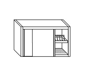 PE7035 Cabinet with sliding doors in stainless steel dish rack shelf L = 160cm