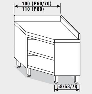 13505.11 Table armoire d'angle G40 cm 110x80x85h dosseret arrière - ouverte
