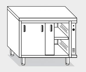 13700.20 Table armoire Warm g40 cm 200x70x85h plateau lisse - portes coulissantes - 2 éléments chauds
