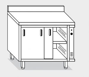 13701.16 Table armoire Warm g40 cm 160x70x85h dossier - portes coulissantes - 2 éléments chauds