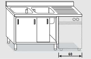 21911.16 Évier pour lave-vaisselle. agi armoire cm 160x60x85h 2v sg droite - portes coulissantes