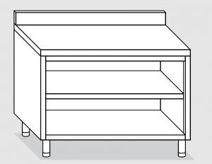 23001.18 Table armoire ouverte Agi 180x60x85h cm dosseret arrière - étagère intermédiaire et inférieure