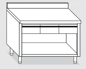 23104.20 Table armoire ouverte Agi cm 200x70x85h dosseret arrière - 4 tiroirs horizontaux