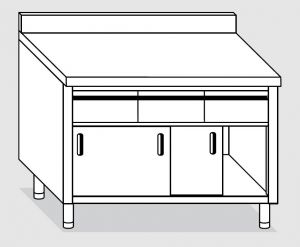 23204.17 Table armoire Agi cm 170x60x85h post-dosseret à 4 tiroirs. portes coulissantes horizontales