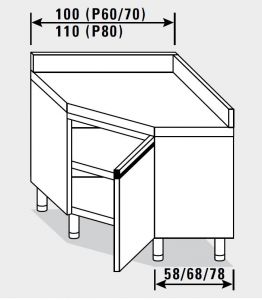 23503.10 Table armoire d'angle Agi cm 100x70x85h dosseret arrière - porte battante