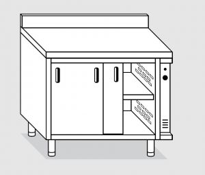 23701.16 Table armoire chaude agi cm 160x70x85h post crédence - portes coulissantes - 2 éléments chauds