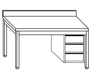TL5116 mesa de trabajo en AISI 304, cajón de acero inoxidable de la pared posterior derecha 80x60x85