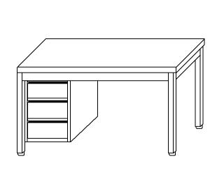 TL5130 mesa de trabajo en acero inoxidable AISI 304, cajón vertical sx 60x70x85