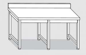 30101.26 Table sur 6 pieds passé cm 260x90x85h dosseret arrière - sans étagère inférieure