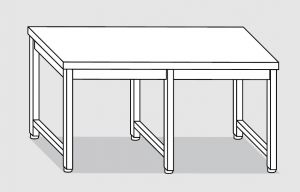 30300.38 Table sur 6 pieds passés cm 380x138x85h plateau lisse - sans étagère inférieure